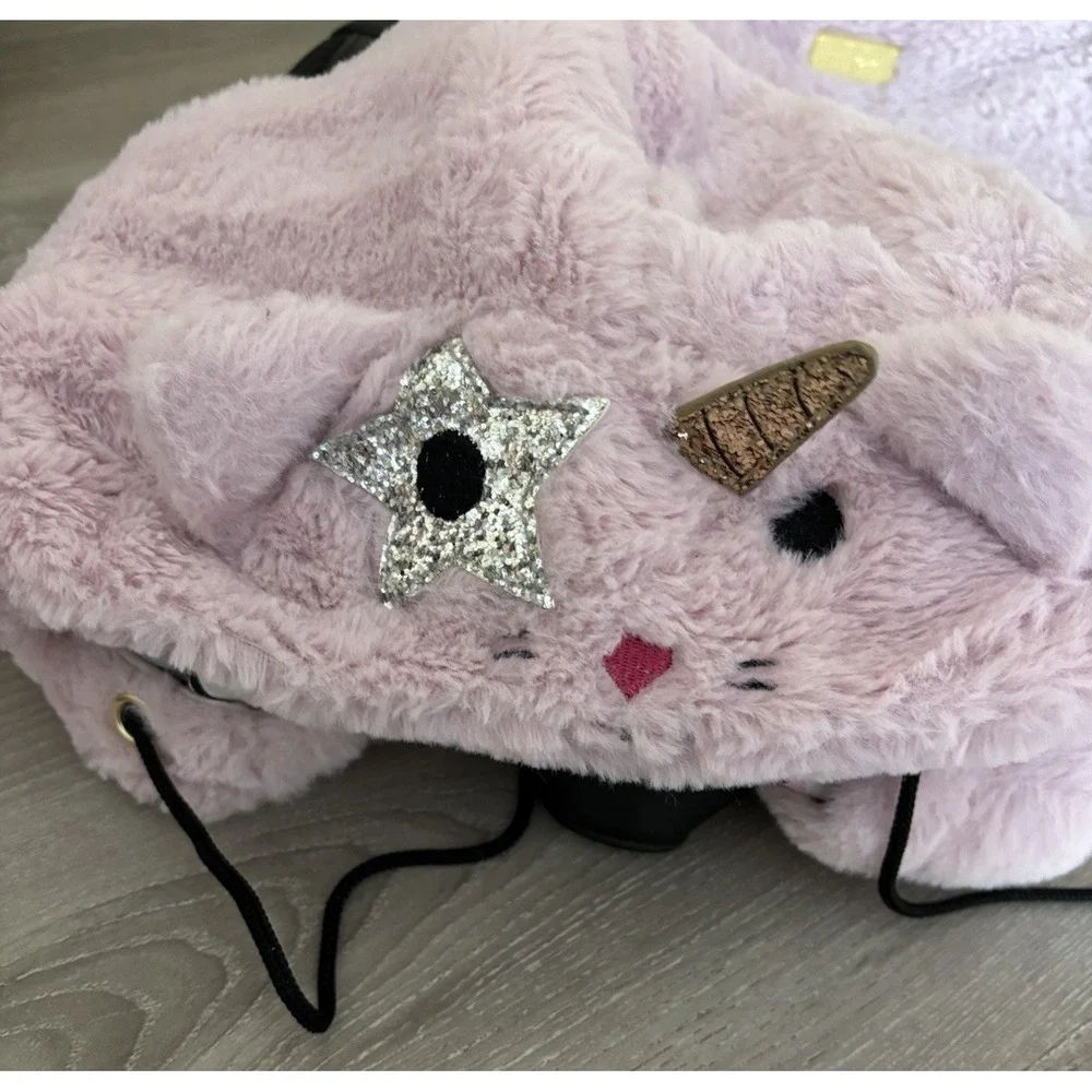 Betsey Johnson‎ Fuzzy Furry Hoodie Backpack bag School Soft Plush Pink Travel